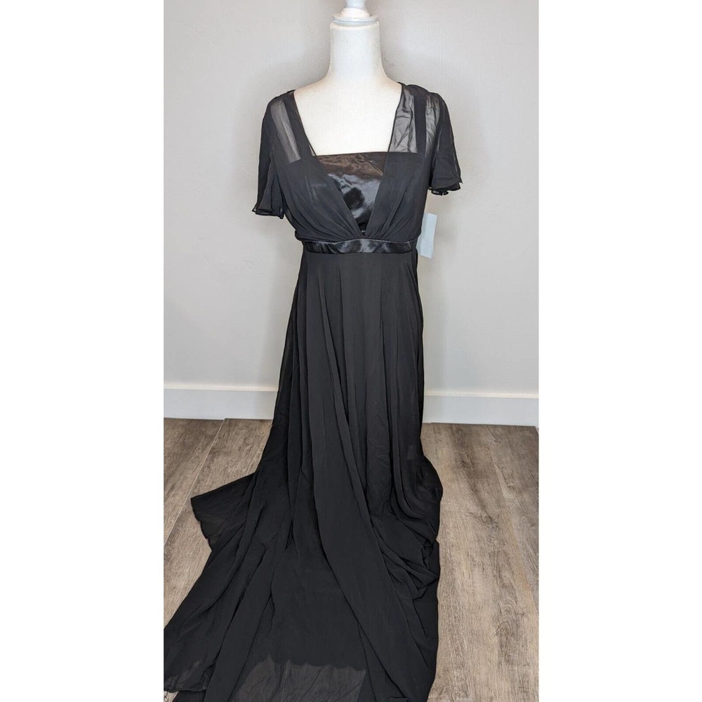 NWT Stage Accents Performance Apparel Long Performance Dress Size 8 Black
